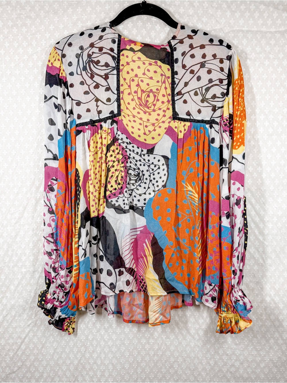 Anthropologie Blank London Floral Mixed‎ Print Long Sleeve Boho Top